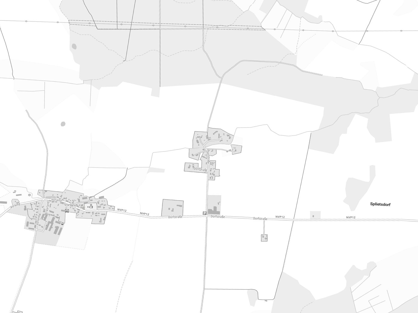 Kartenausschnitt Splietsdorf mit Gewässern