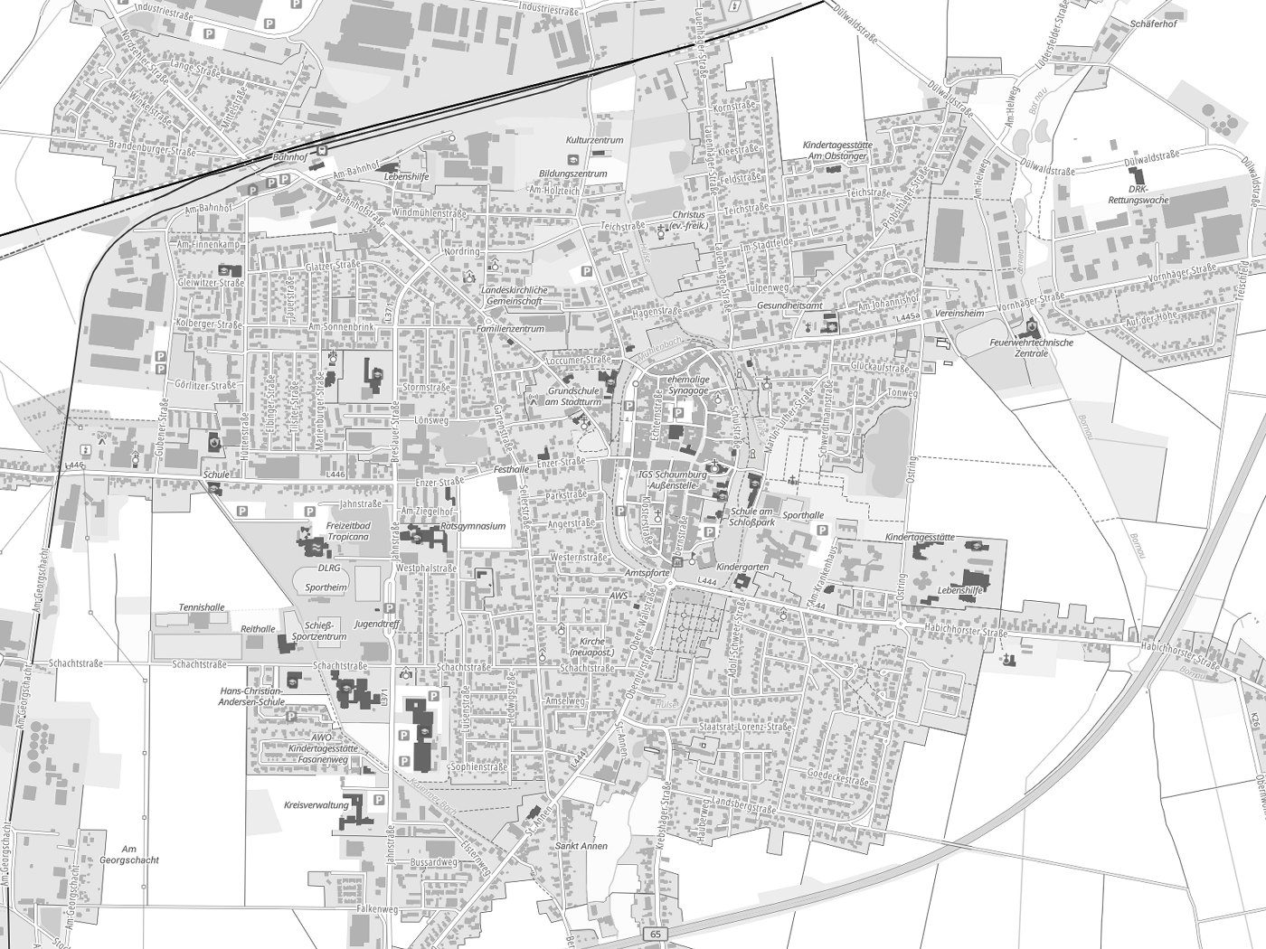 Kartenausschnitt Stadthagen mit Gewässern