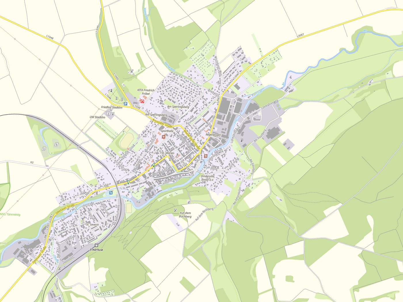 Kartenausschnitt Stadtilm mit Gewässern