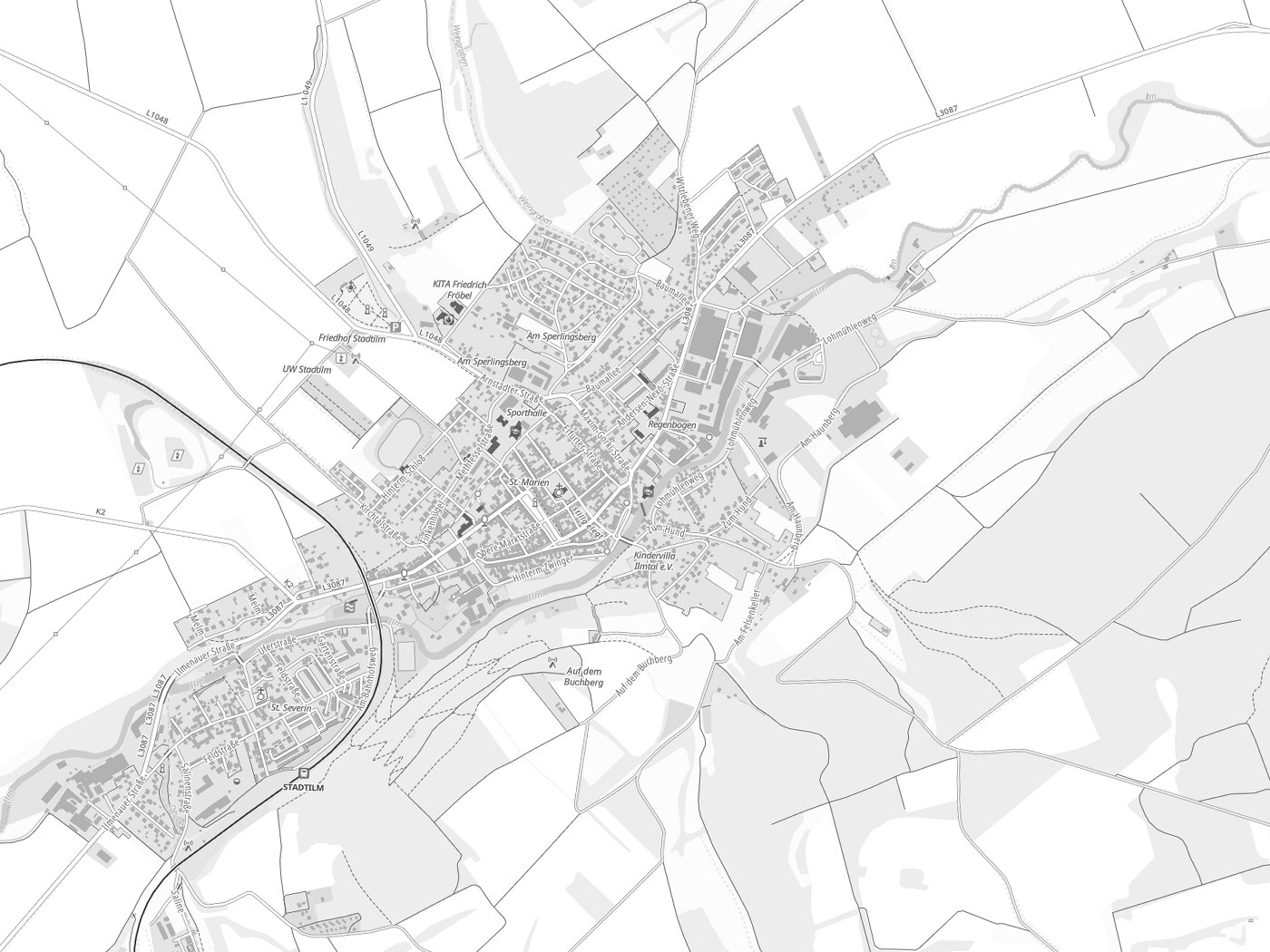 Kartenausschnitt Stadtilm mit Gewässern