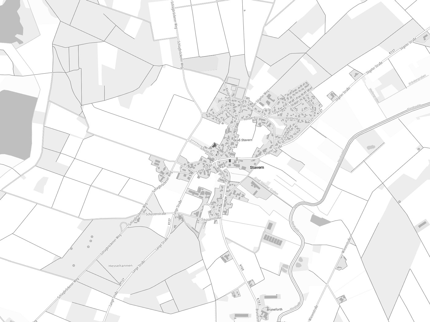 Kartenausschnitt Stavern mit Gewässern