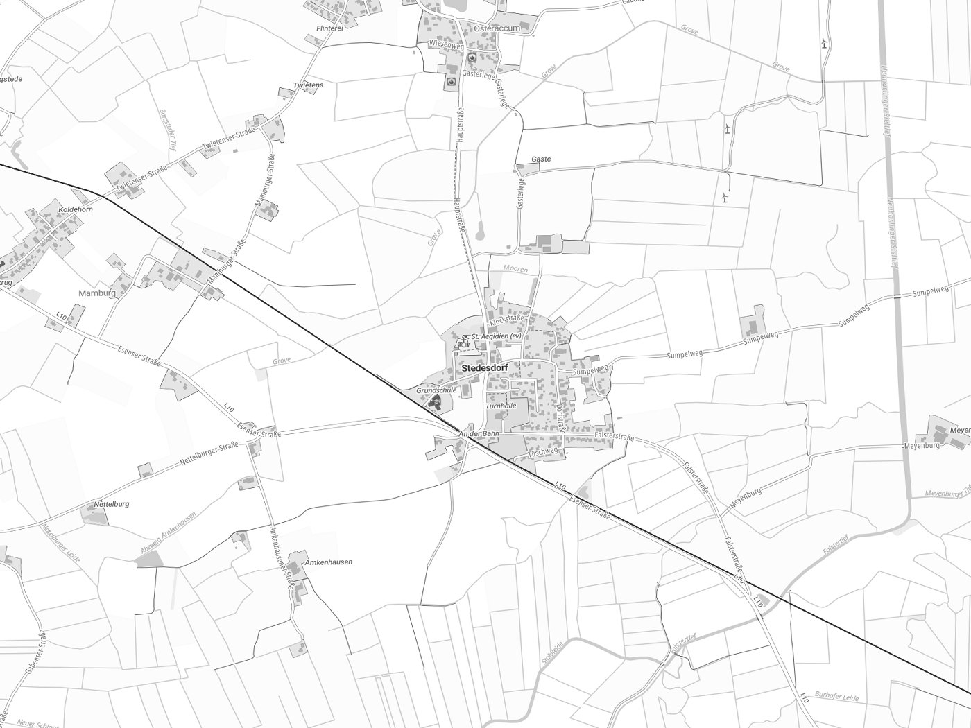 Kartenausschnitt Stedesdorf mit Gewässern
