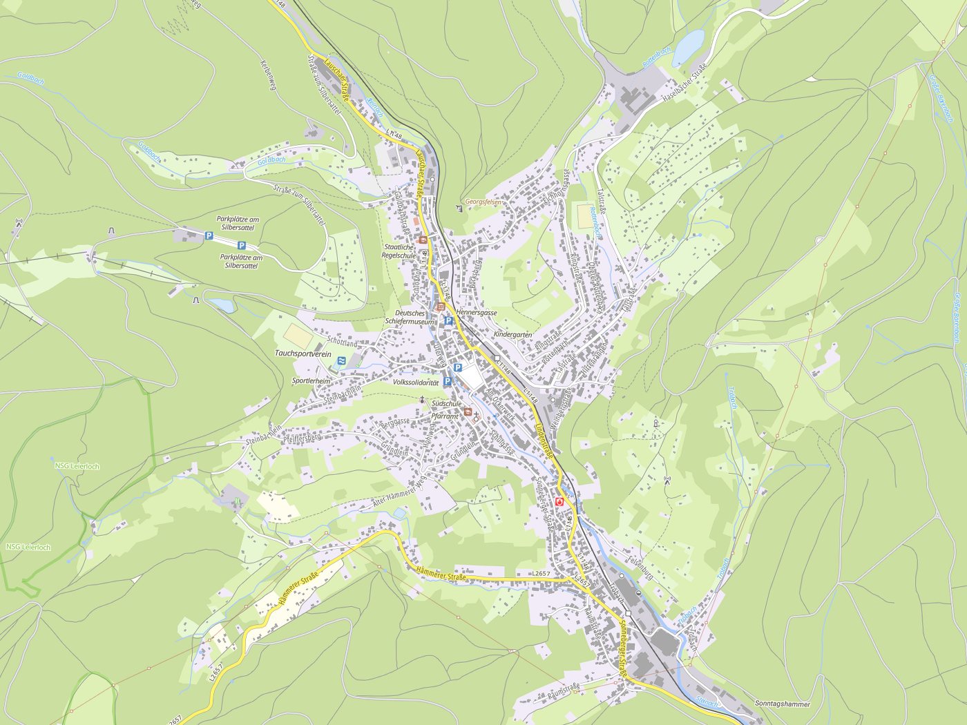 Kartenausschnitt Steinach mit Gewässern