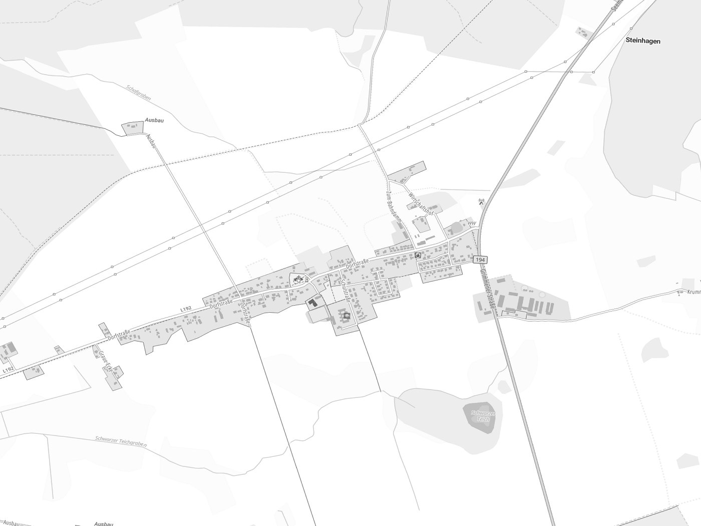 Kartenausschnitt Steinhagen mit Gewässern