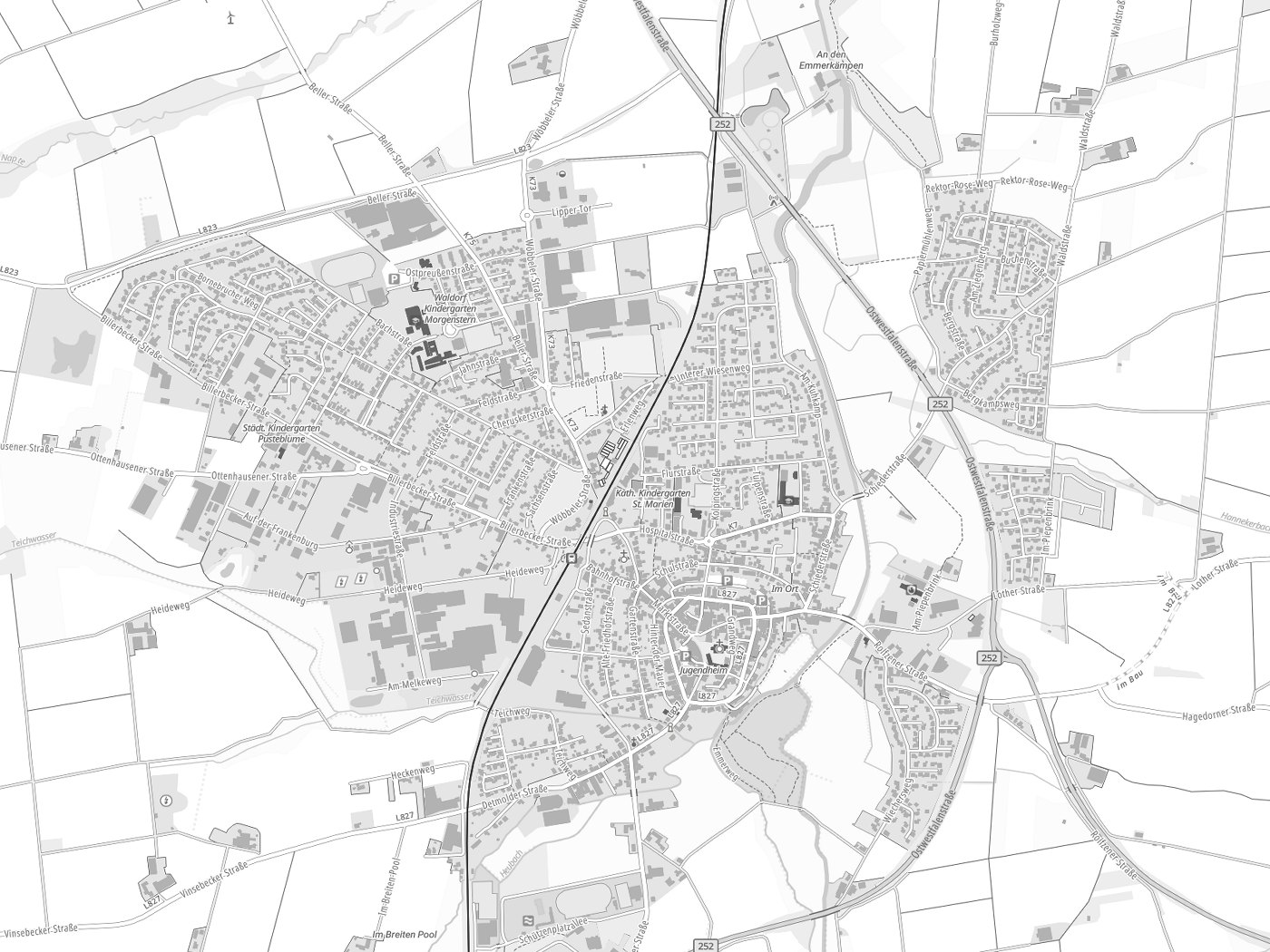 Kartenausschnitt Steinheim mit Gewässern