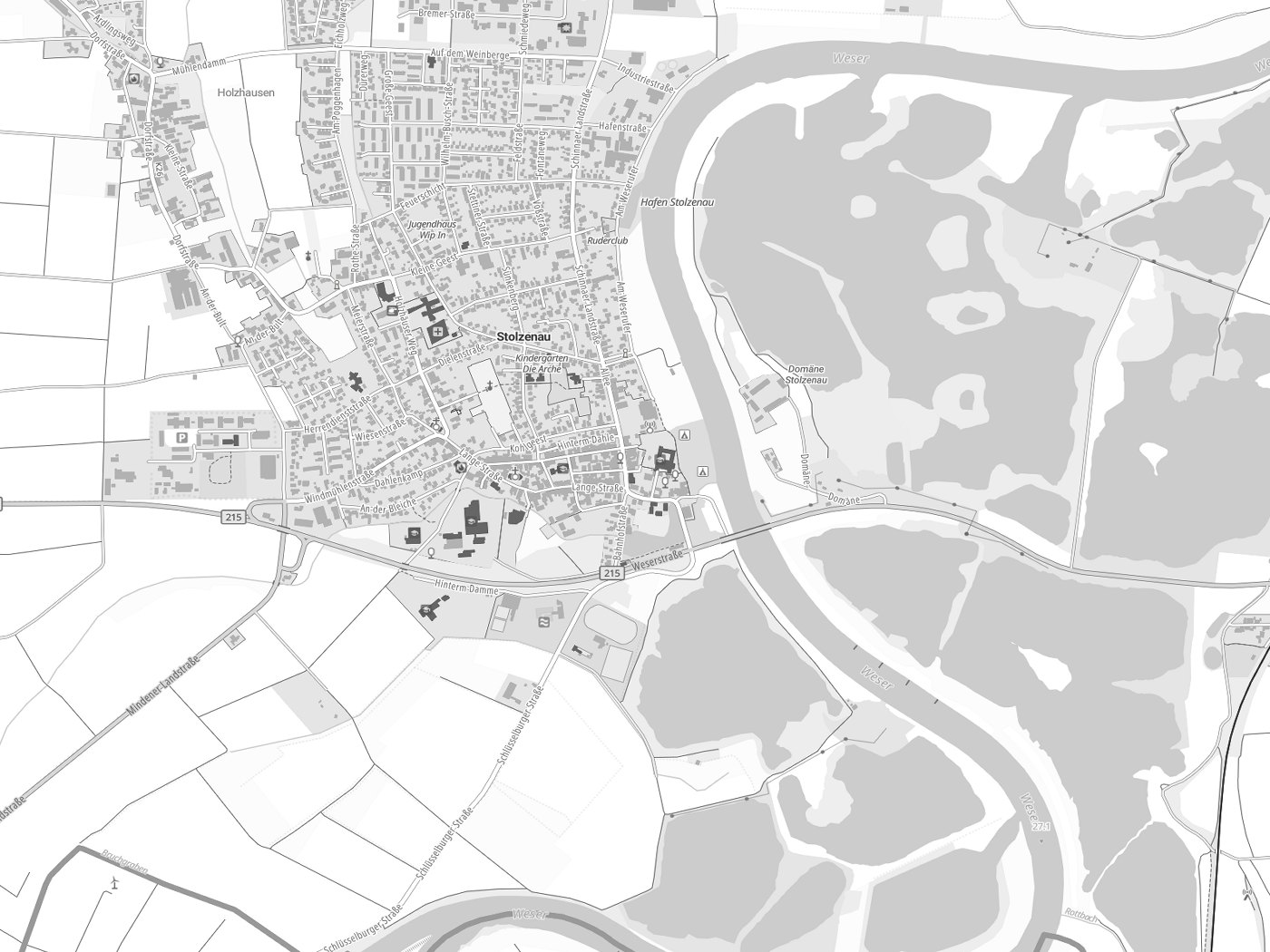 Kartenausschnitt Stolzenau mit Gewässern