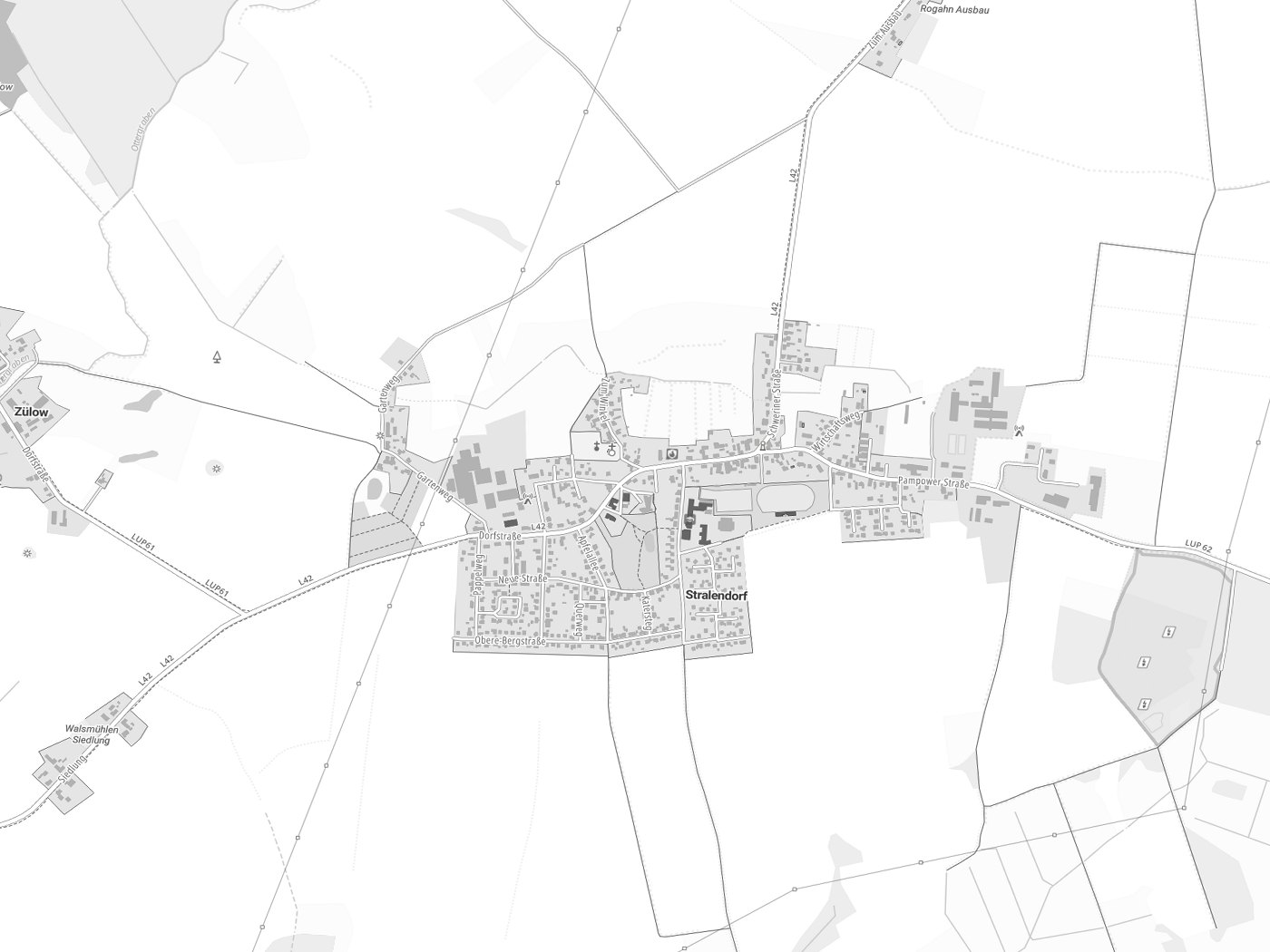 Kartenausschnitt Stralendorf mit Gewässern