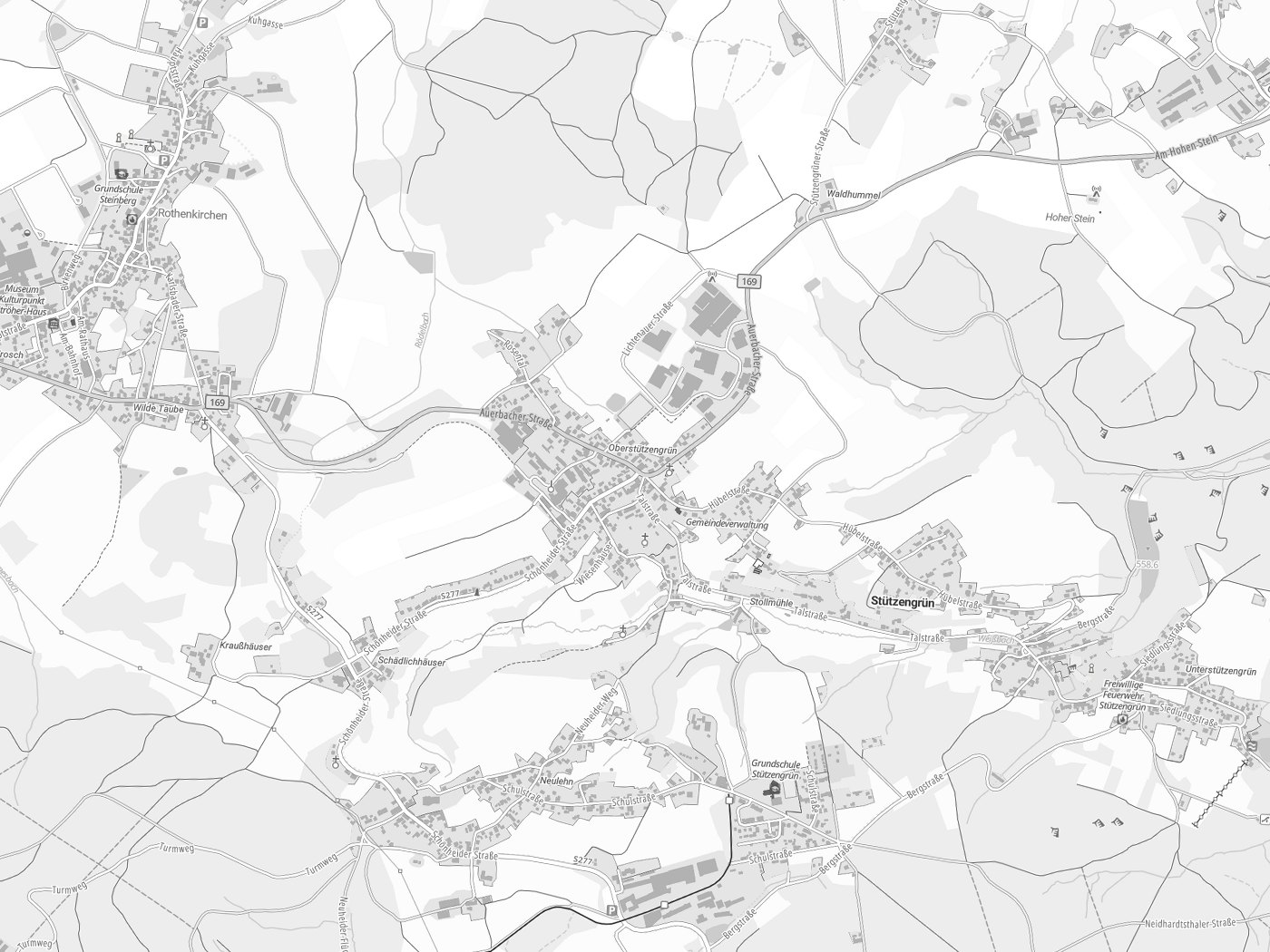 Kartenausschnitt Stützengrün mit Gewässern
