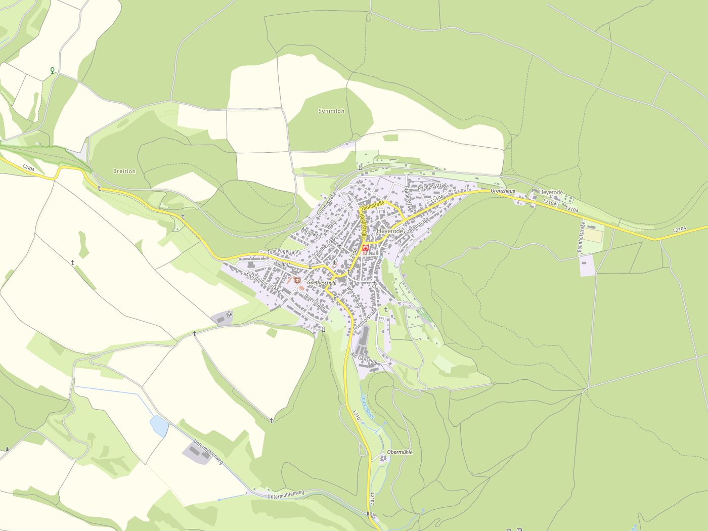 Kartenausschnitt Südeichsfeld mit Gewässern