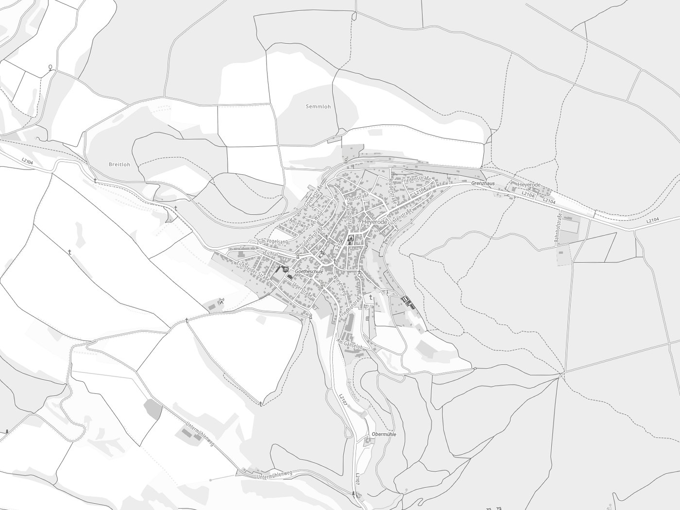 Kartenausschnitt Südeichsfeld mit Gewässern