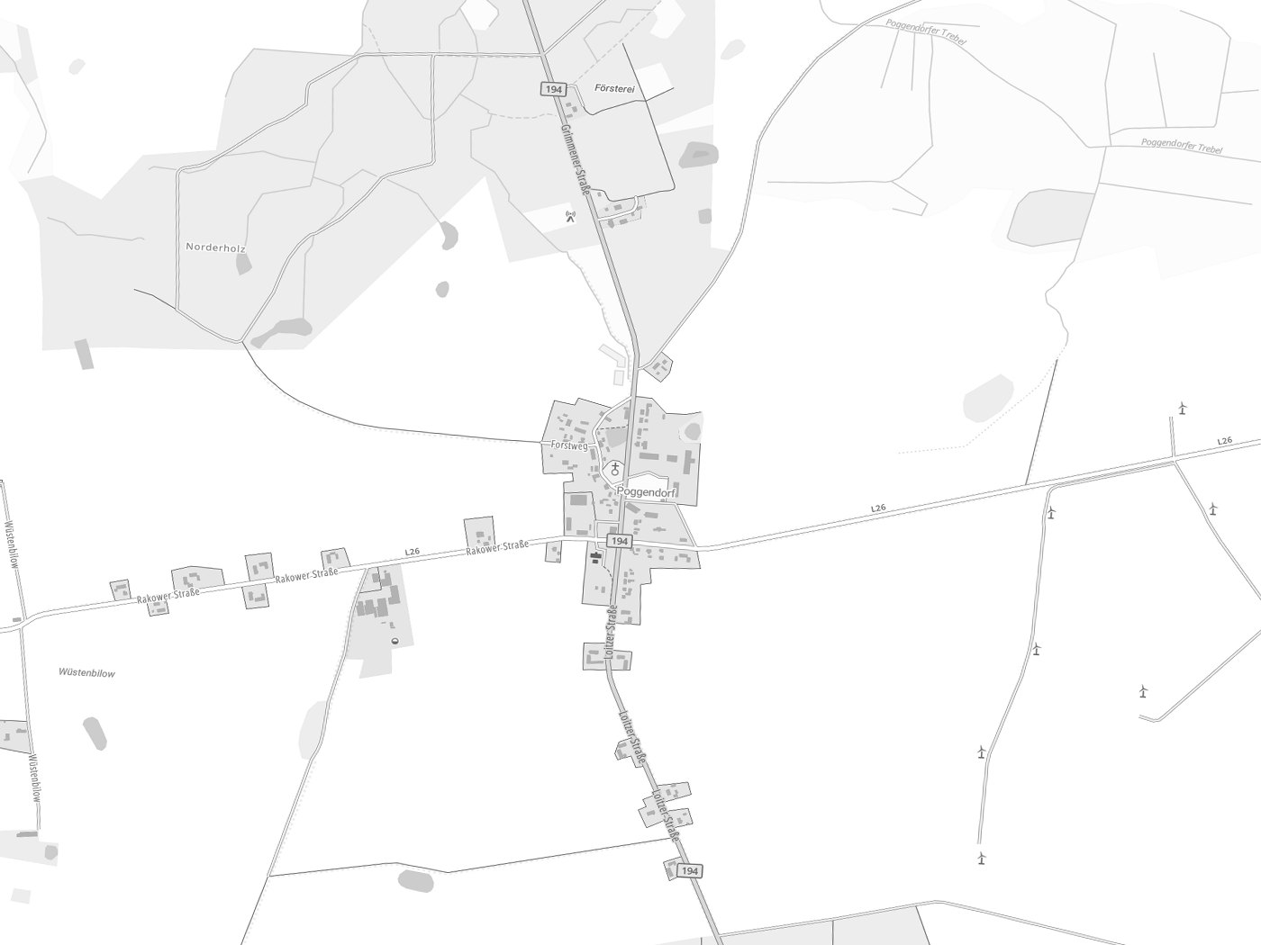 Kartenausschnitt Süderholz mit Gewässern