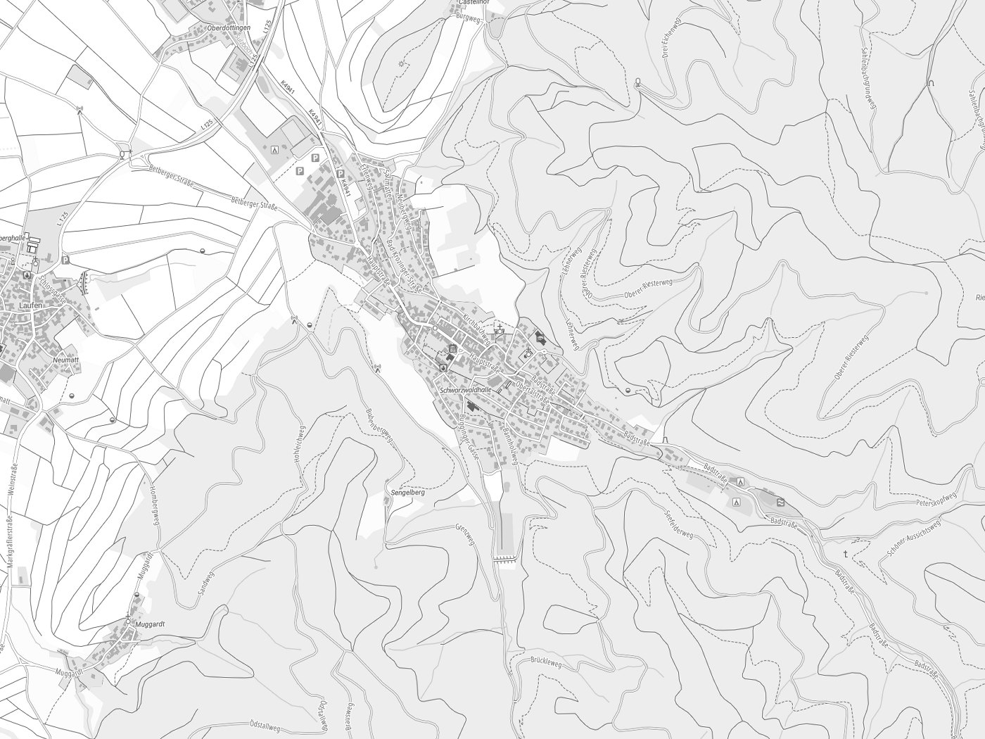 Kartenausschnitt Sulzburg mit Gewässern