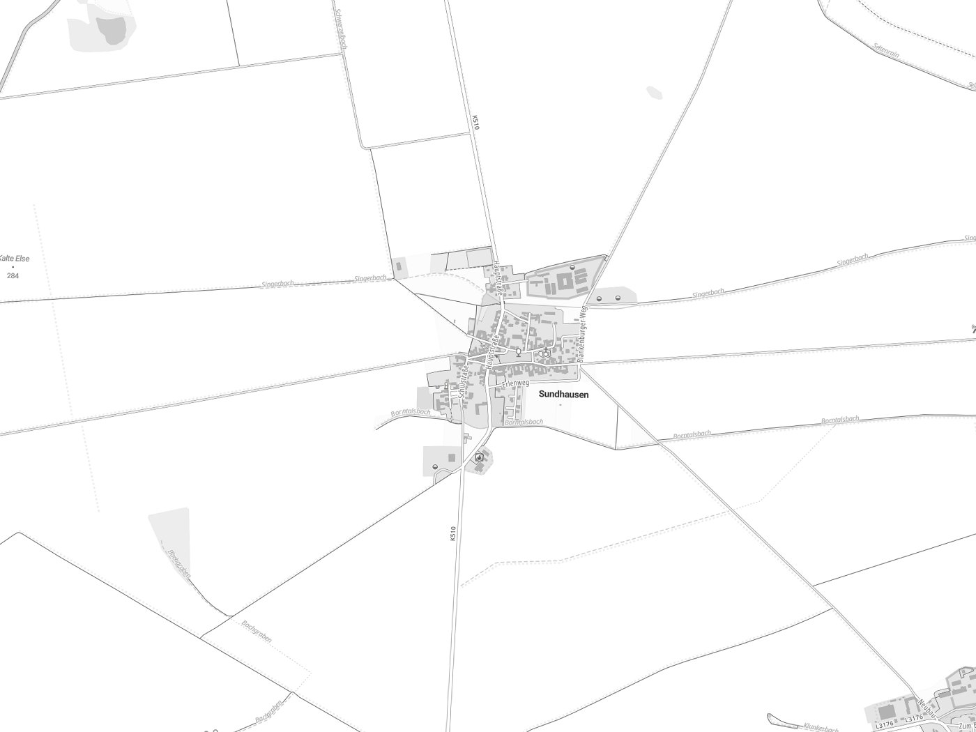 Kartenausschnitt Sundhausen mit Gewässern
