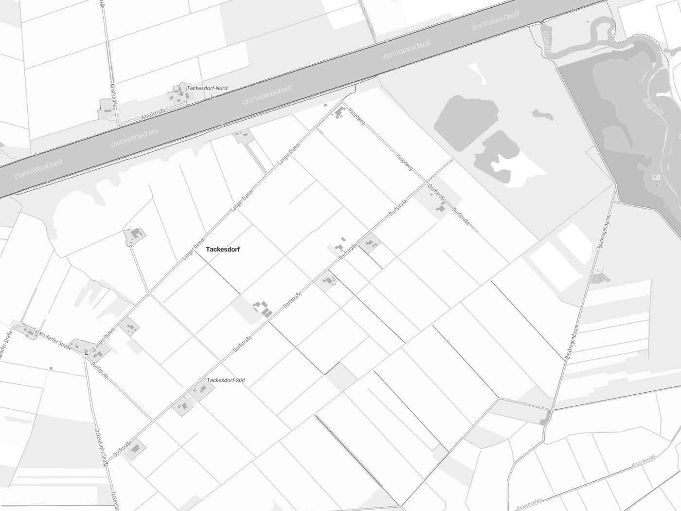 Kartenausschnitt Tackesdorf mit Gewässern