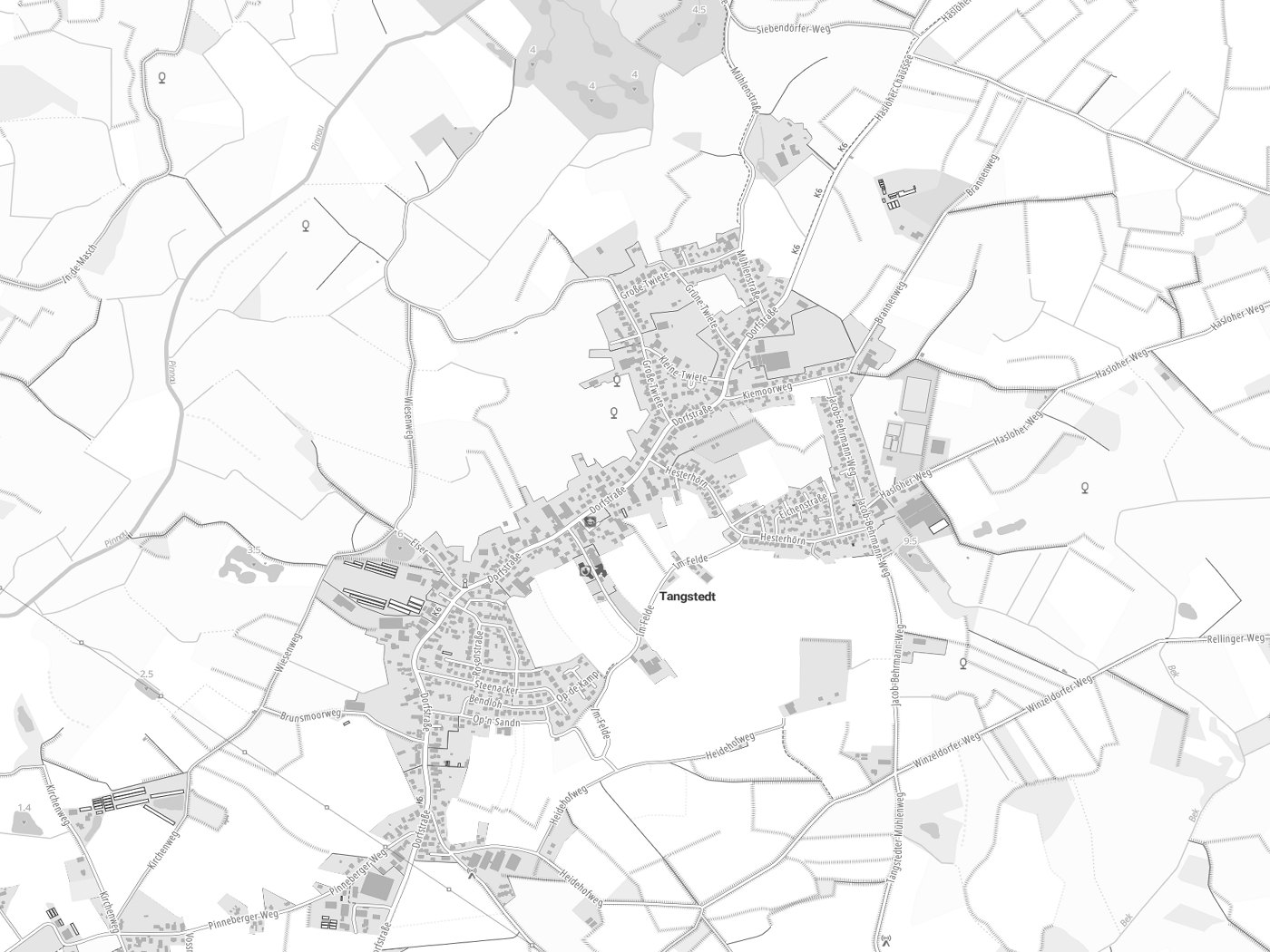 Kartenausschnitt Tangstedt mit Gewässern