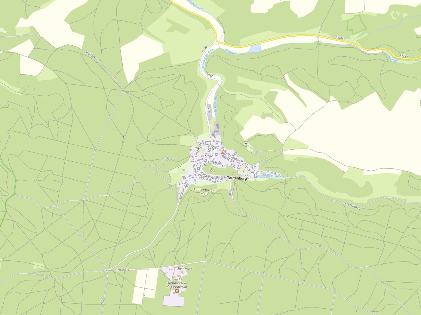 Kartenausschnitt Tautenburg mit Gewässern