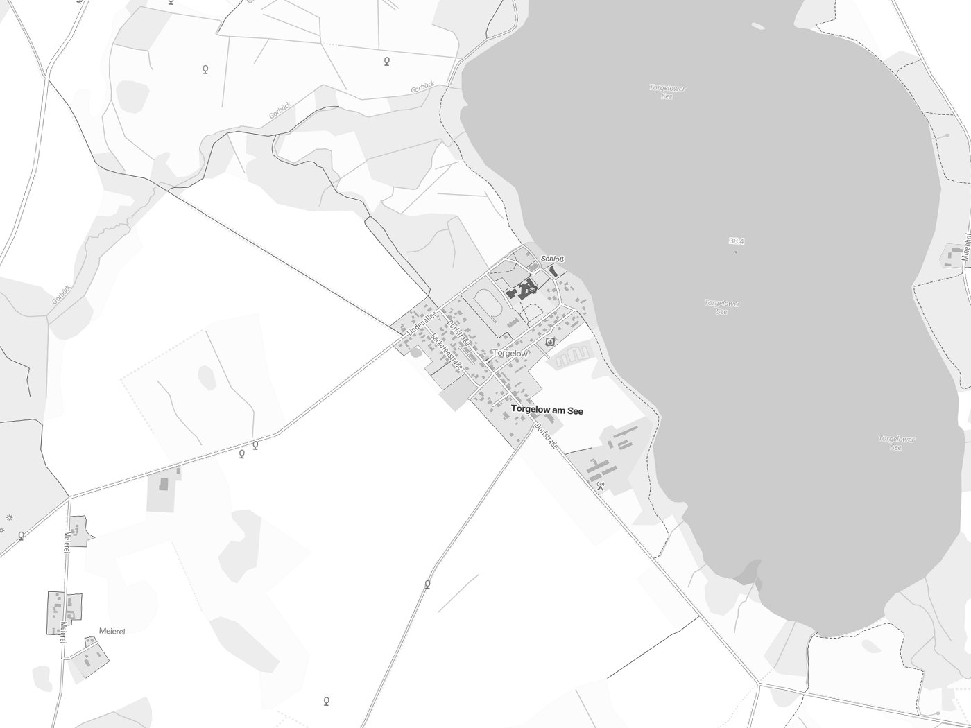Kartenausschnitt Torgelow am See mit Gewässern
