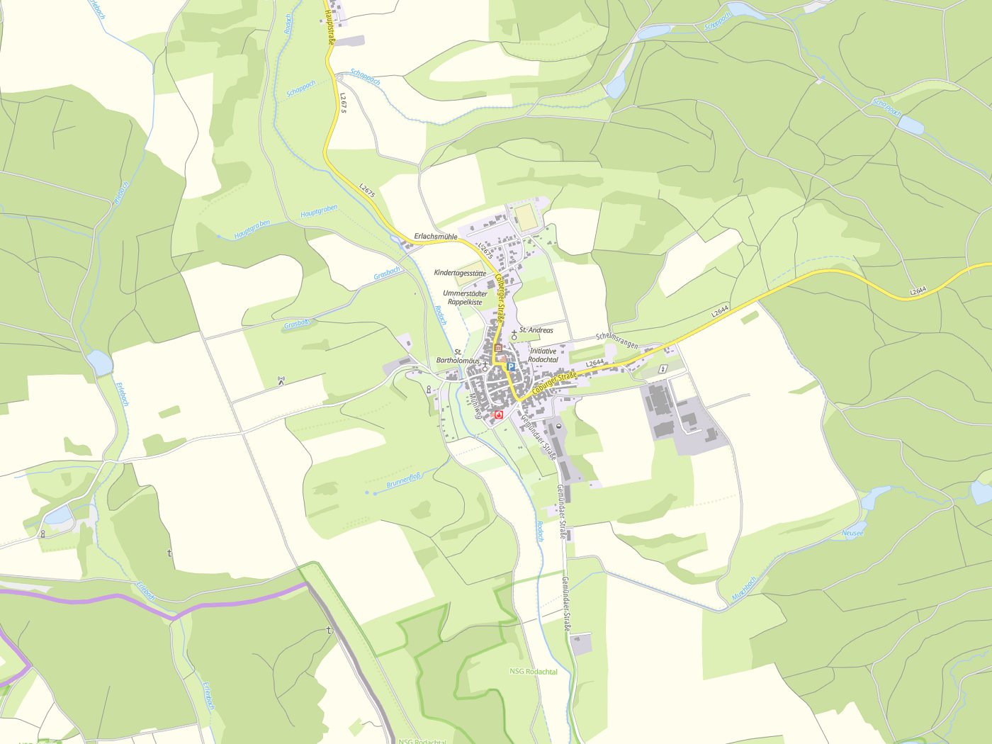 Kartenausschnitt Ummerstadt mit Gewässern