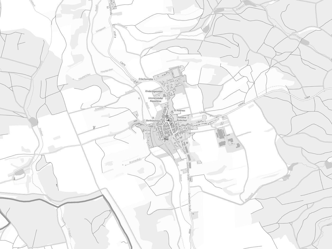 Kartenausschnitt Ummerstadt mit Gewässern