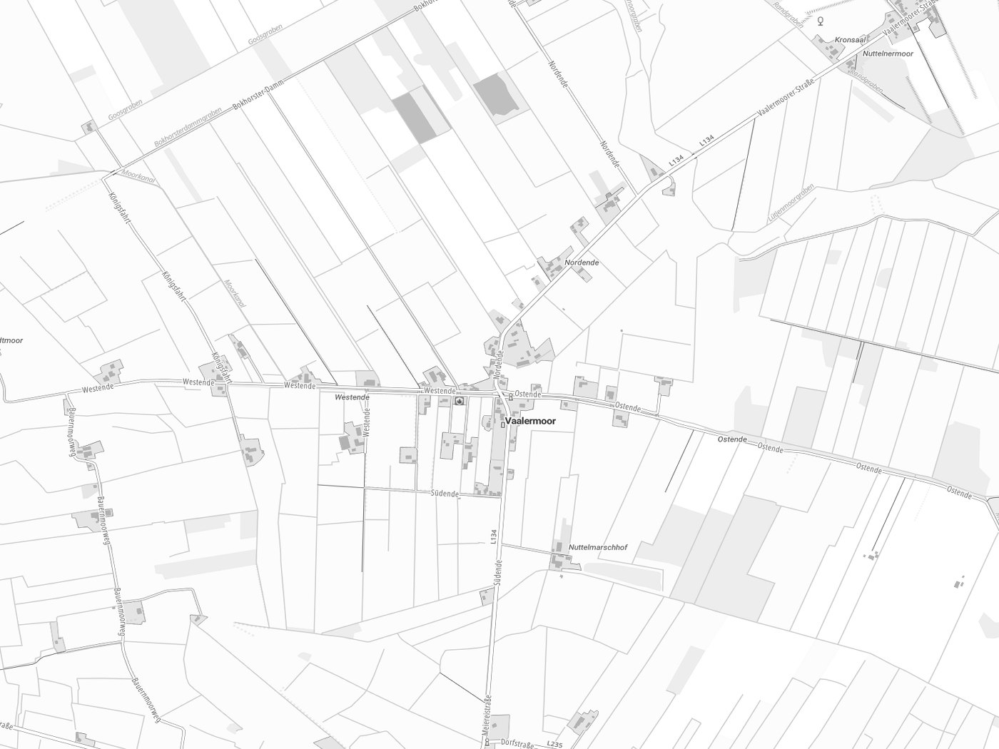 Kartenausschnitt Vaalermoor mit Gewässern