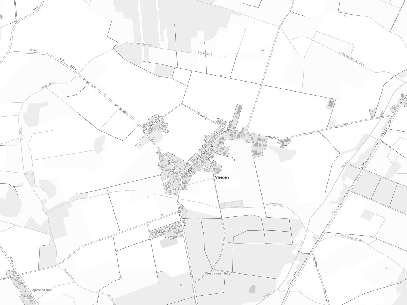 Kartenausschnitt Vierden mit Gewässern