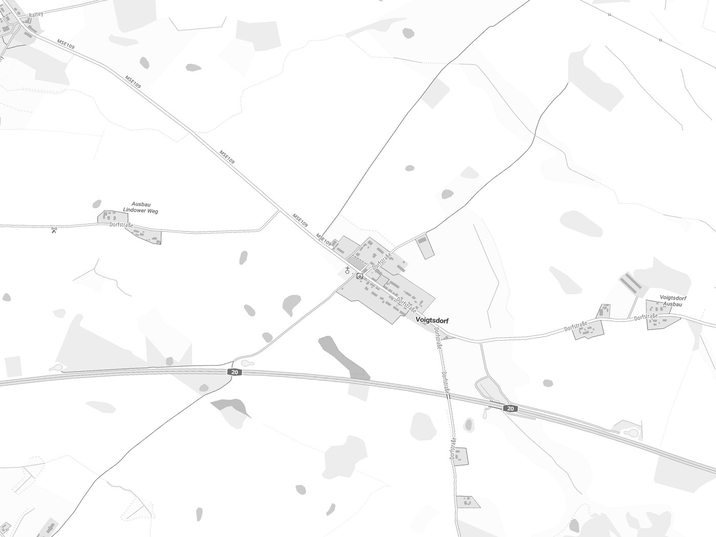 Kartenausschnitt Voigtsdorf mit Gewässern