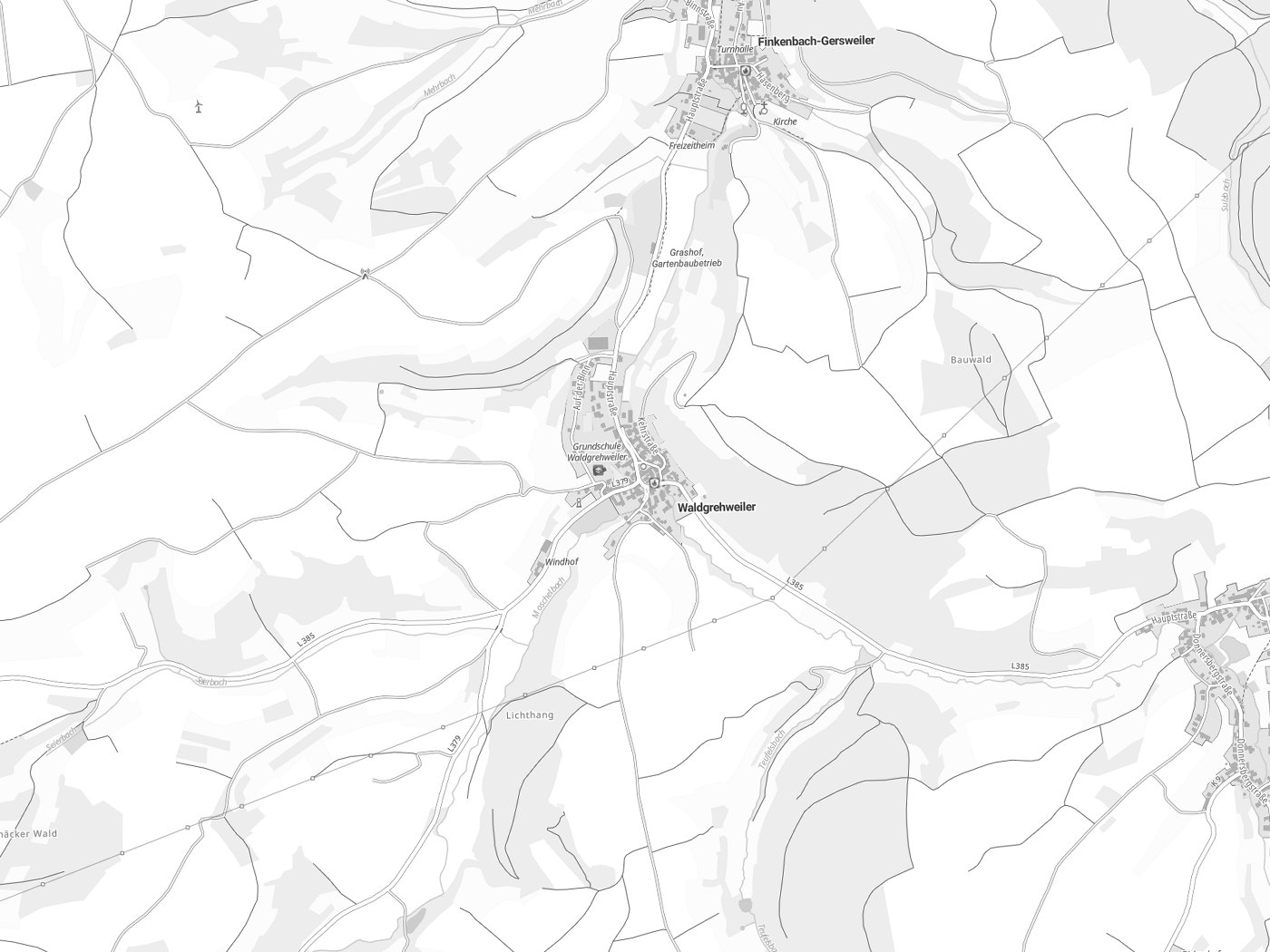 Kartenausschnitt Waldgrehweiler mit Gewässern