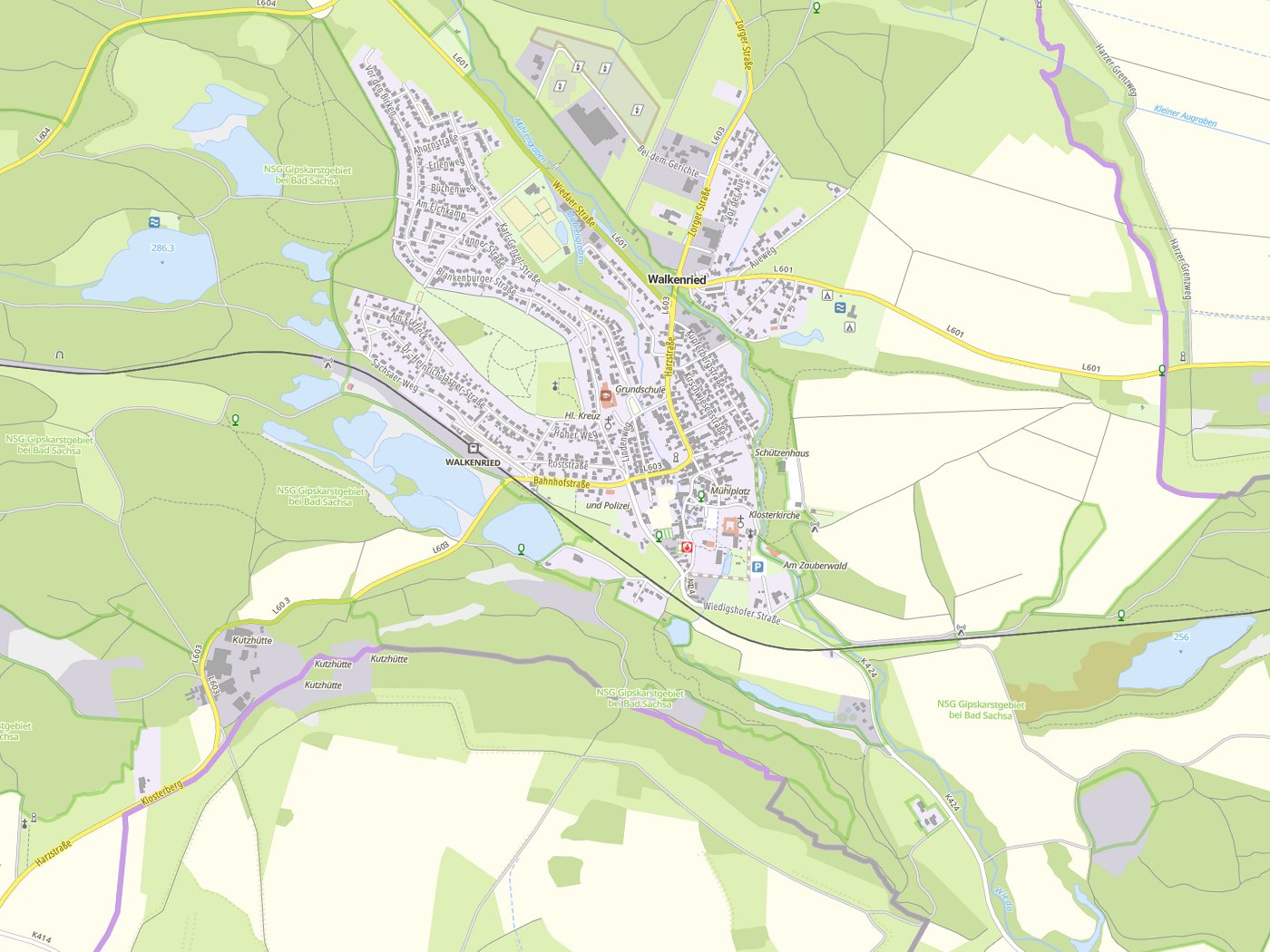 Kartenausschnitt Walkenried mit Gewässern