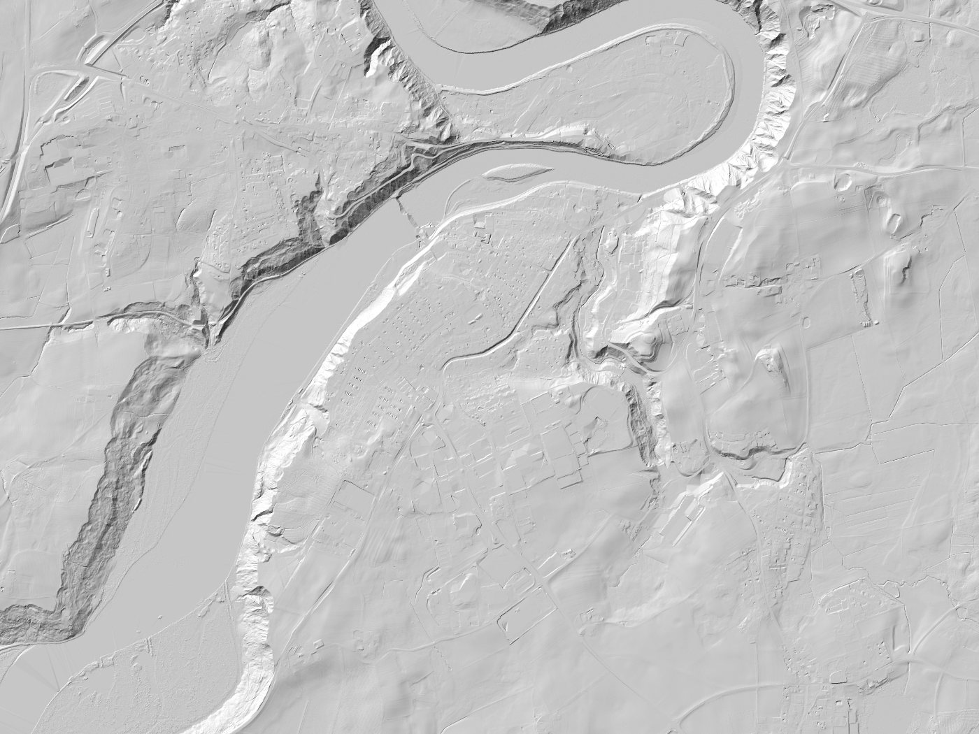 Geländeschummerung von Wasserburg am Inn