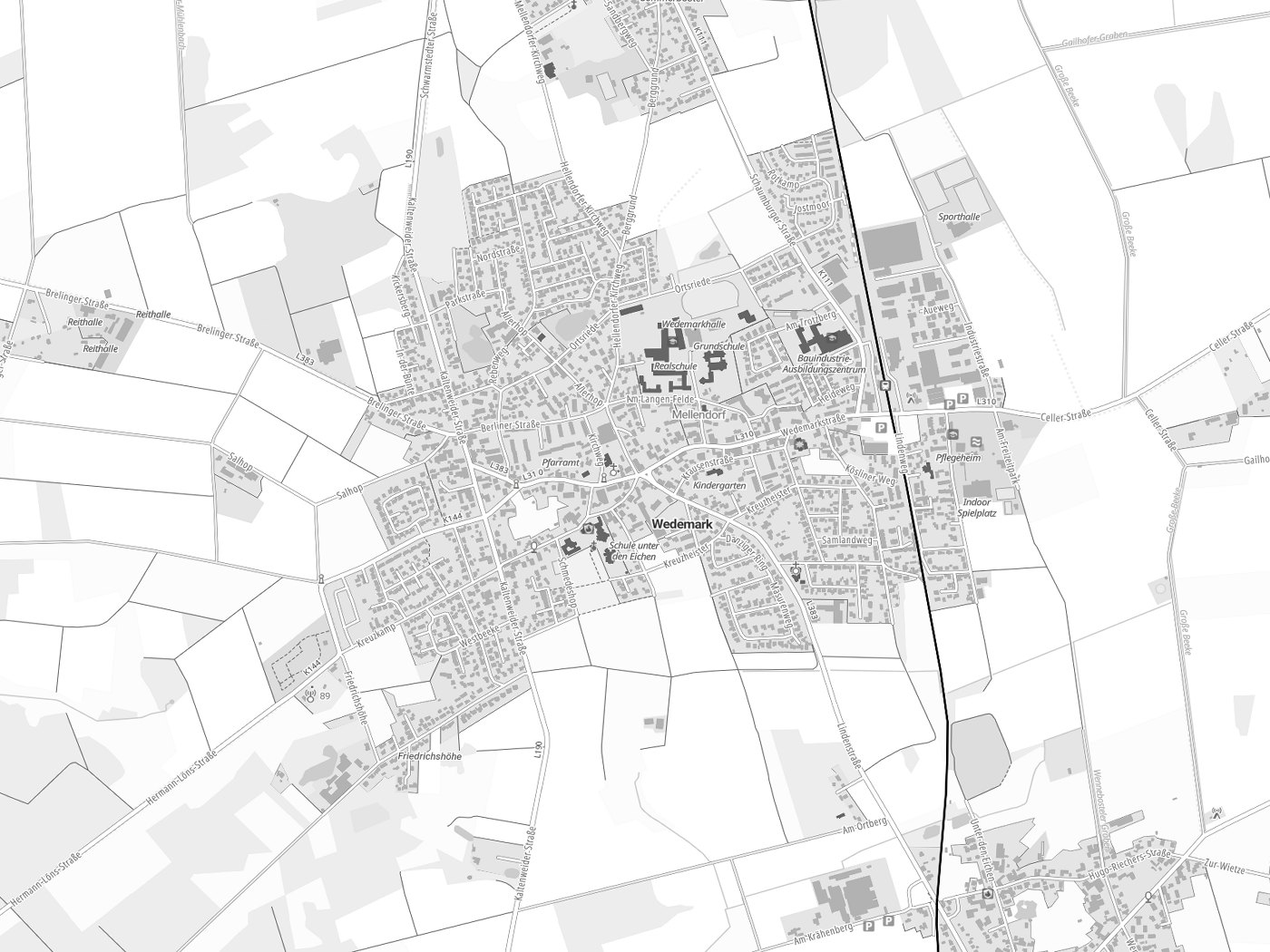 Kartenausschnitt Wedemark mit Gewässern