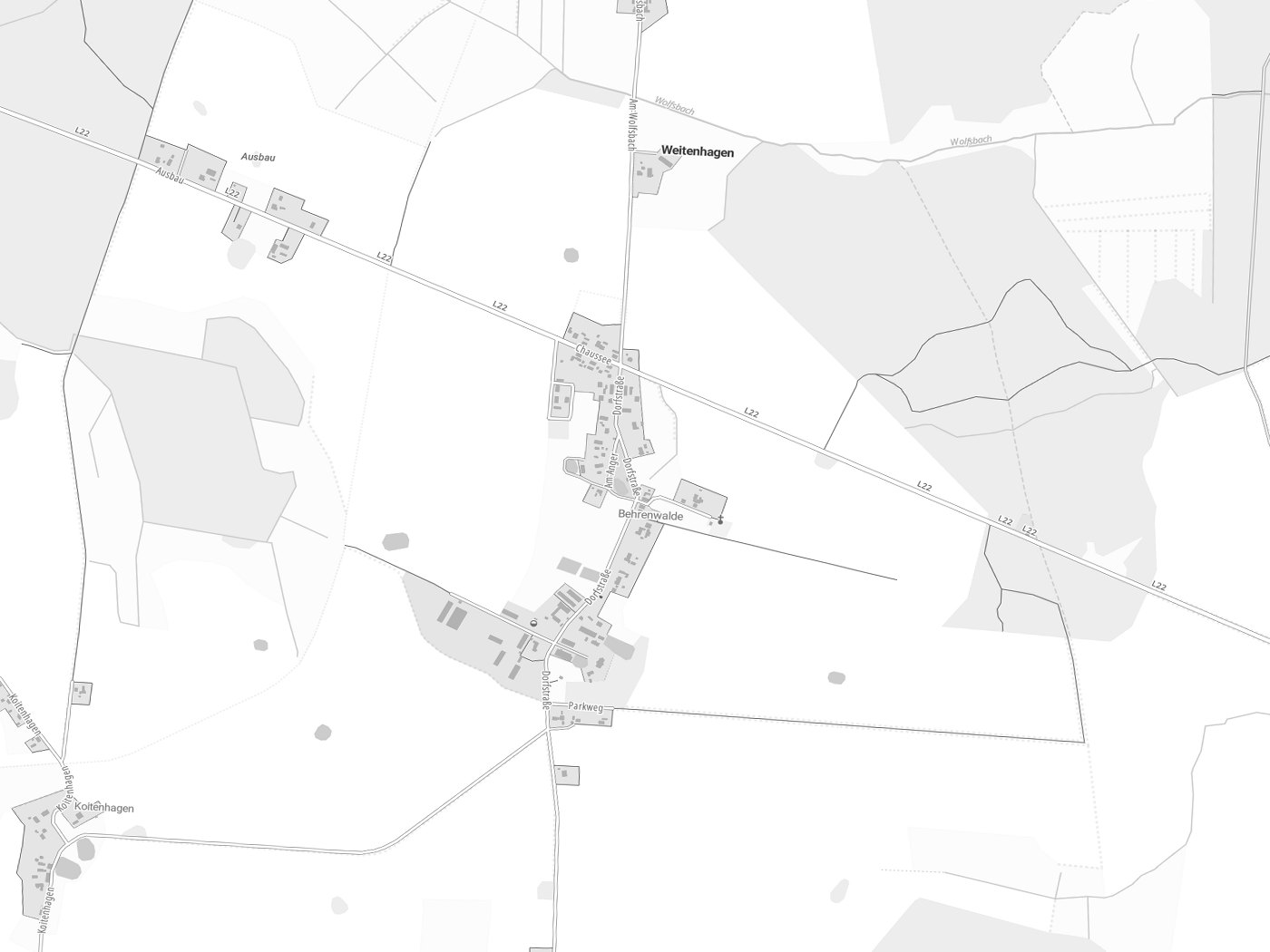 Kartenausschnitt Weitenhagen mit Gewässern