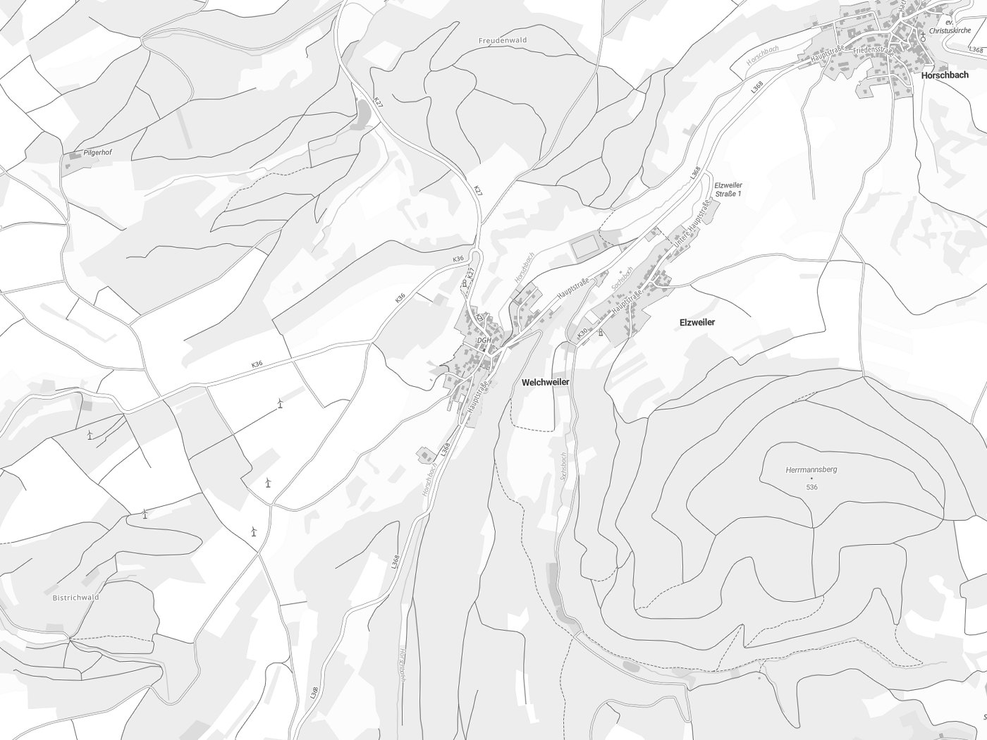 Kartenausschnitt Welchweiler mit Gewässern