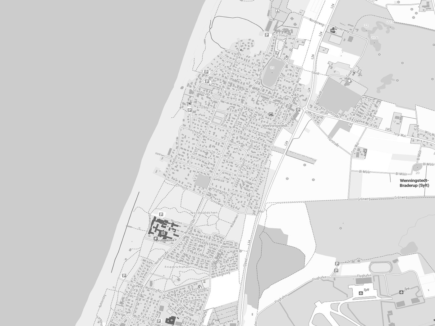 Kartenausschnitt Wenningstedt-Braderup (Sylt) mit Gewässern