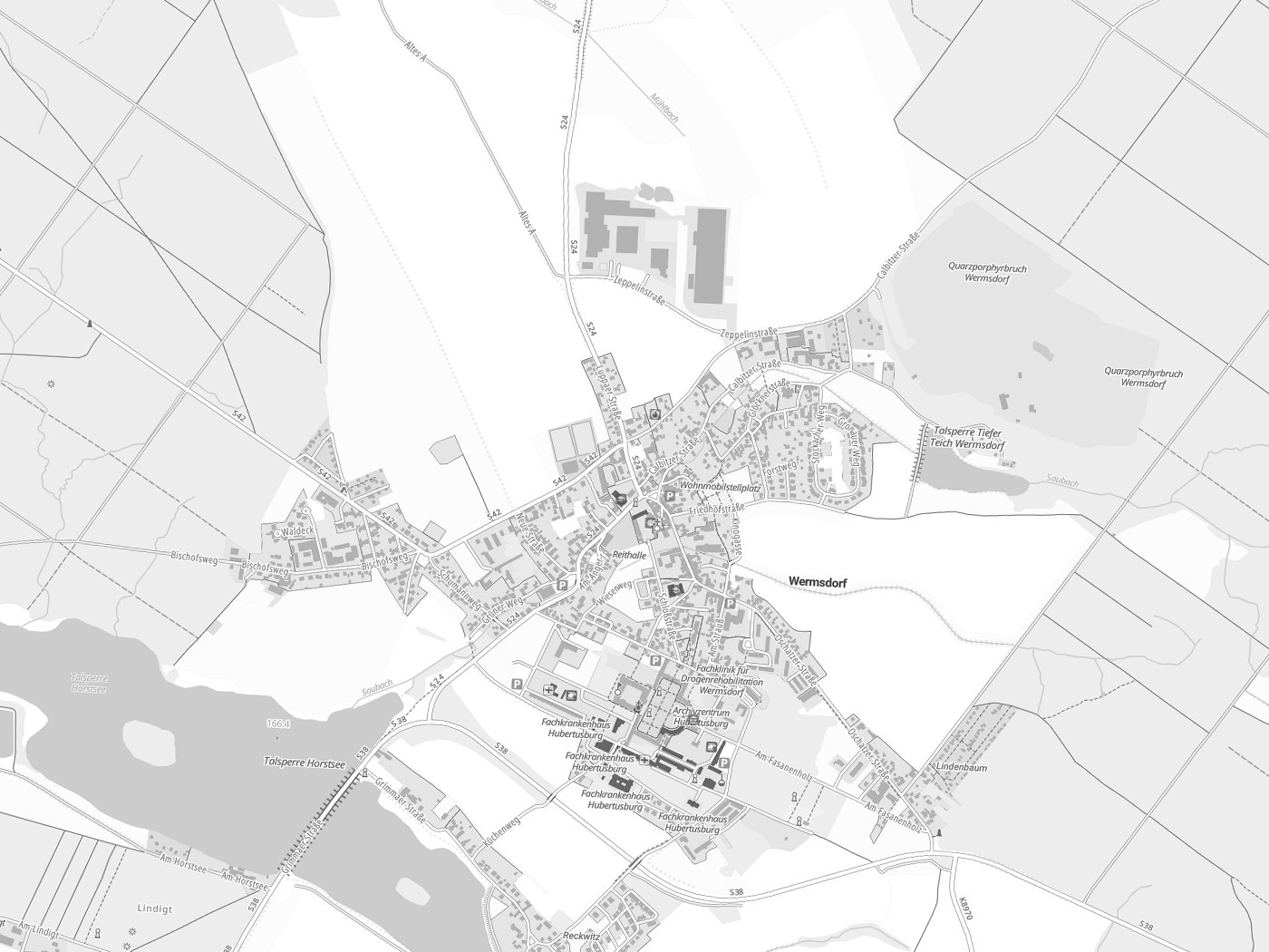 Kartenausschnitt Wermsdorf mit Gewässern