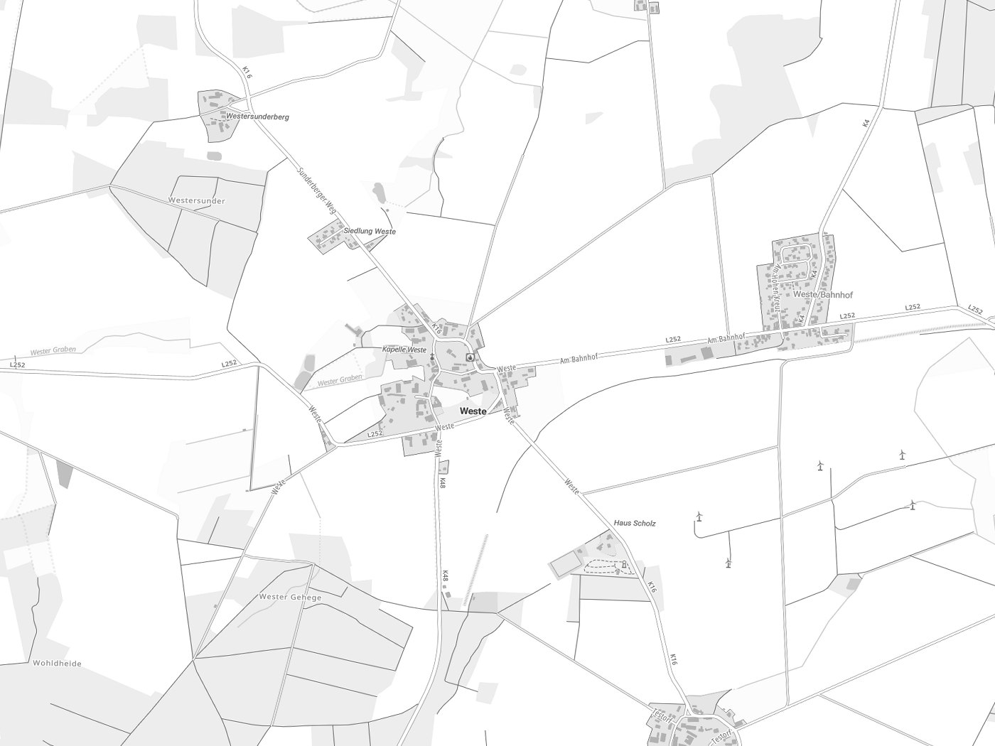 Kartenausschnitt Weste mit Gewässern