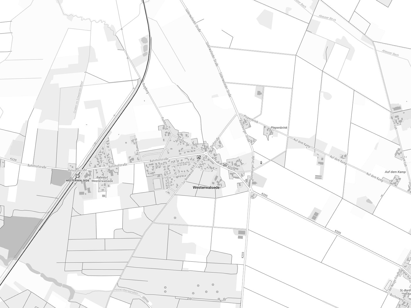 Kartenausschnitt Westerwalsede mit Gewässern