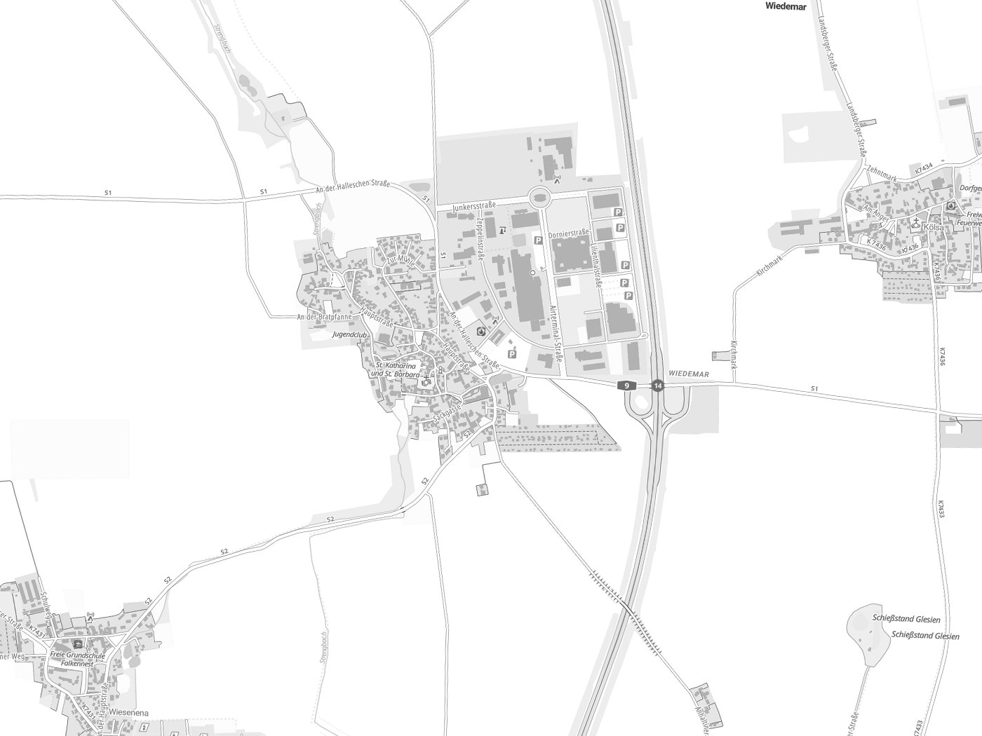 Kartenausschnitt Wiedemar mit Gewässern
