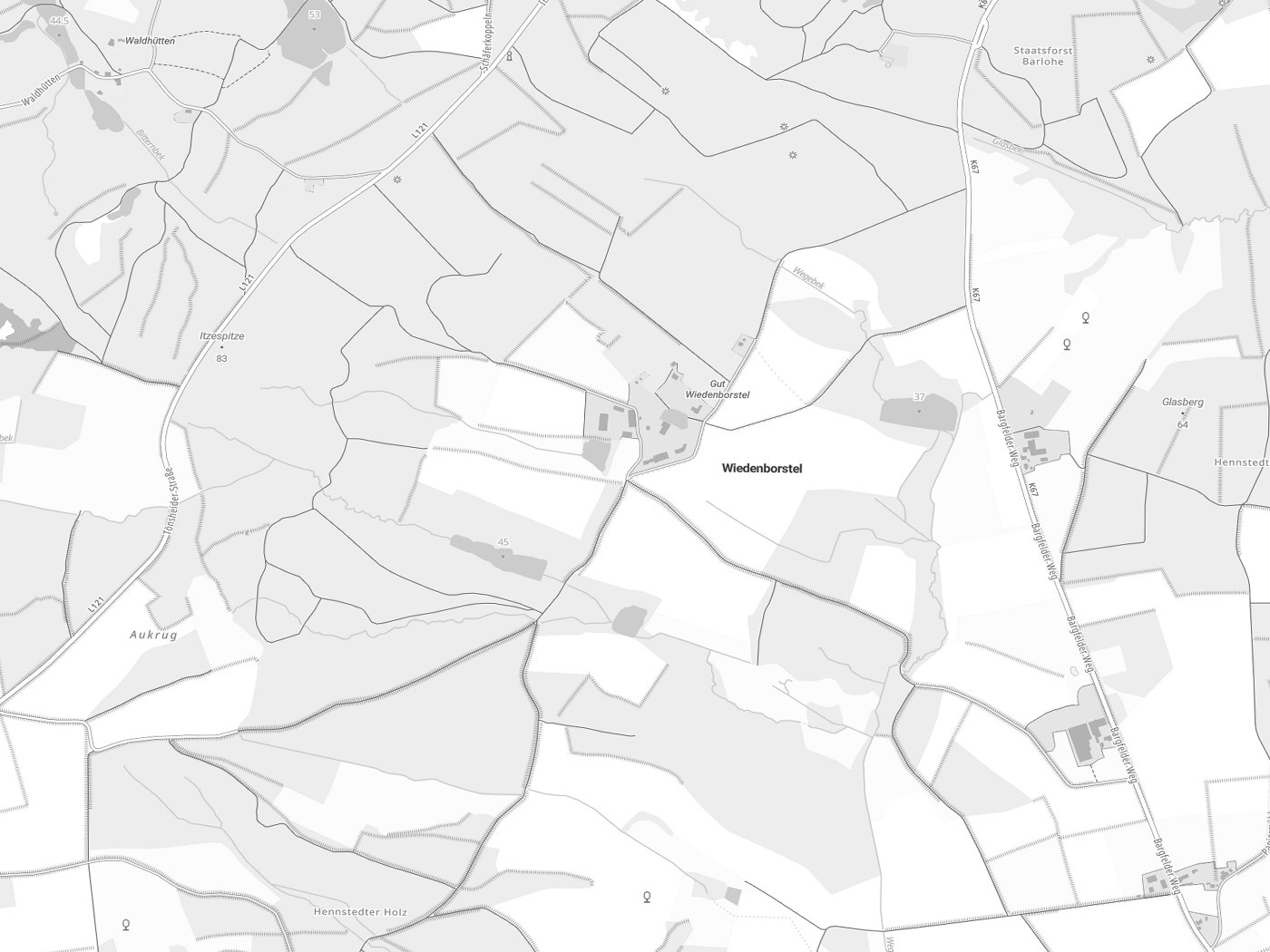 Kartenausschnitt Wiedenborstel mit Gewässern