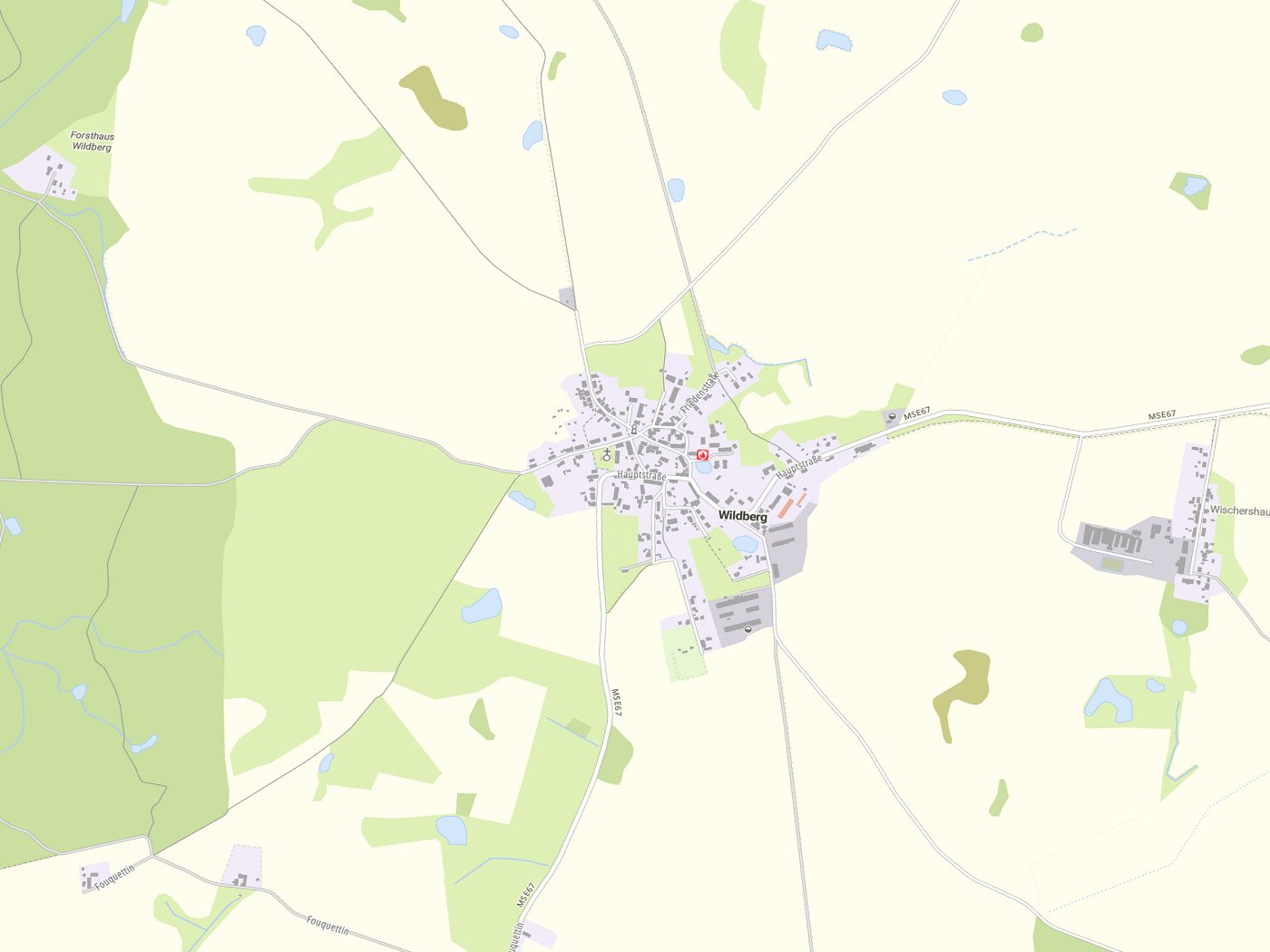 Kartenausschnitt Wildberg mit Gewässern
