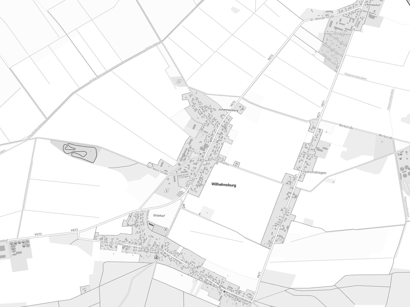 Kartenausschnitt Wilhelmsburg mit Gewässern