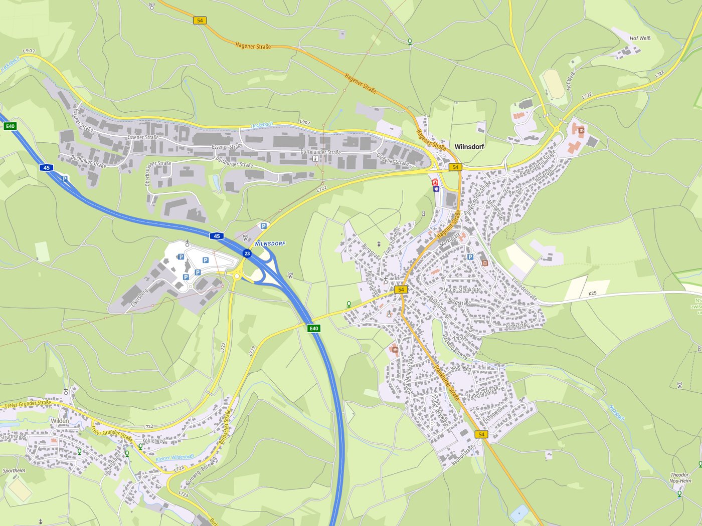 Kartenausschnitt Wilnsdorf mit Gewässern
