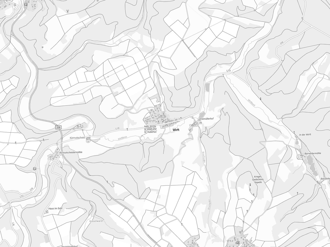 Kartenausschnitt Wirft mit Gewässern