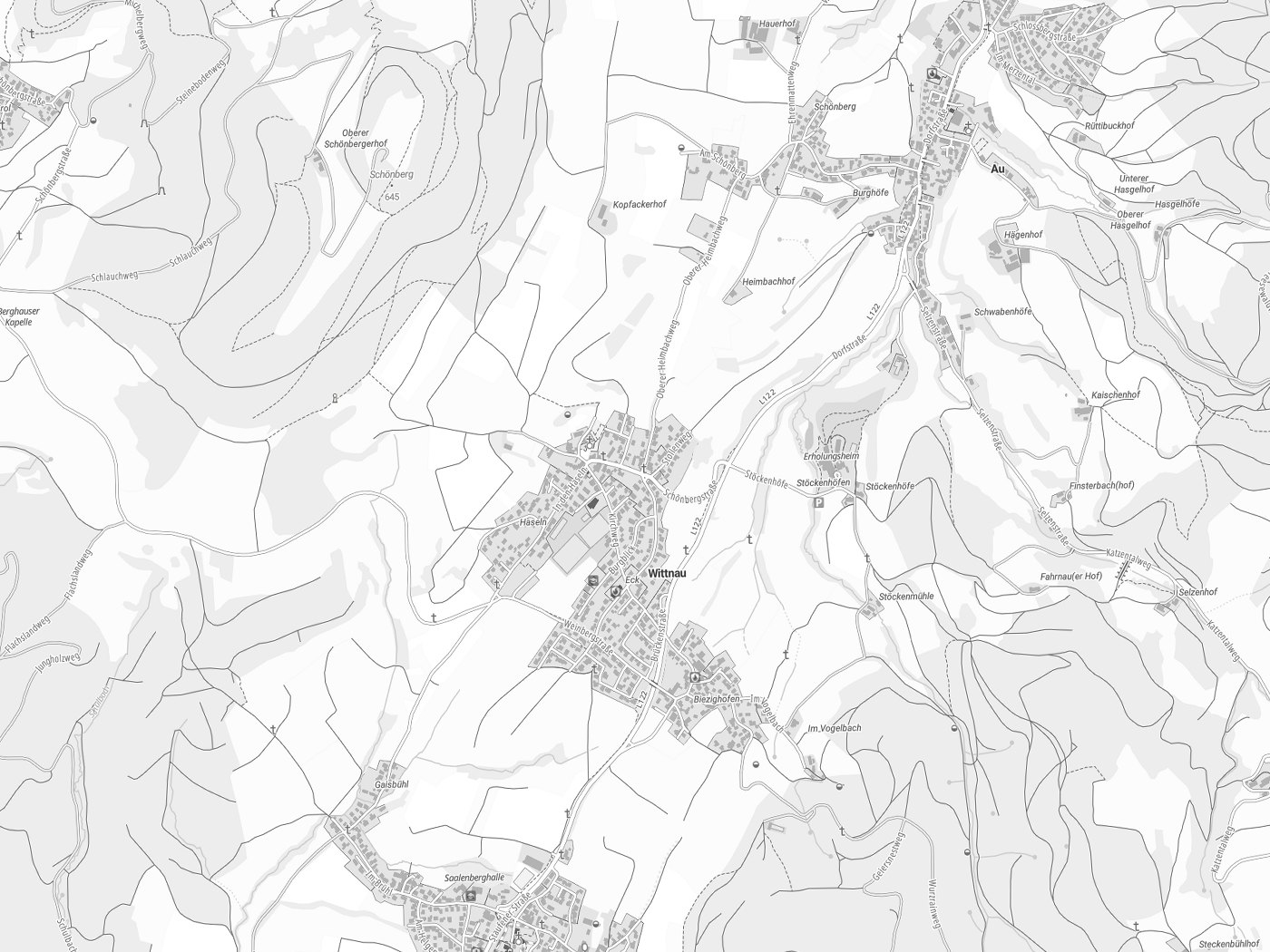 Kartenausschnitt Wittnau mit Gewässern