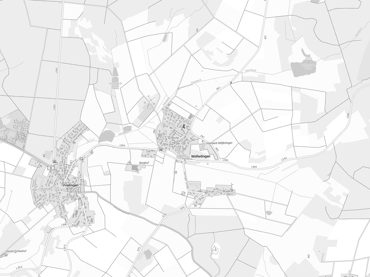 Kartenausschnitt Wölferlingen mit Gewässern