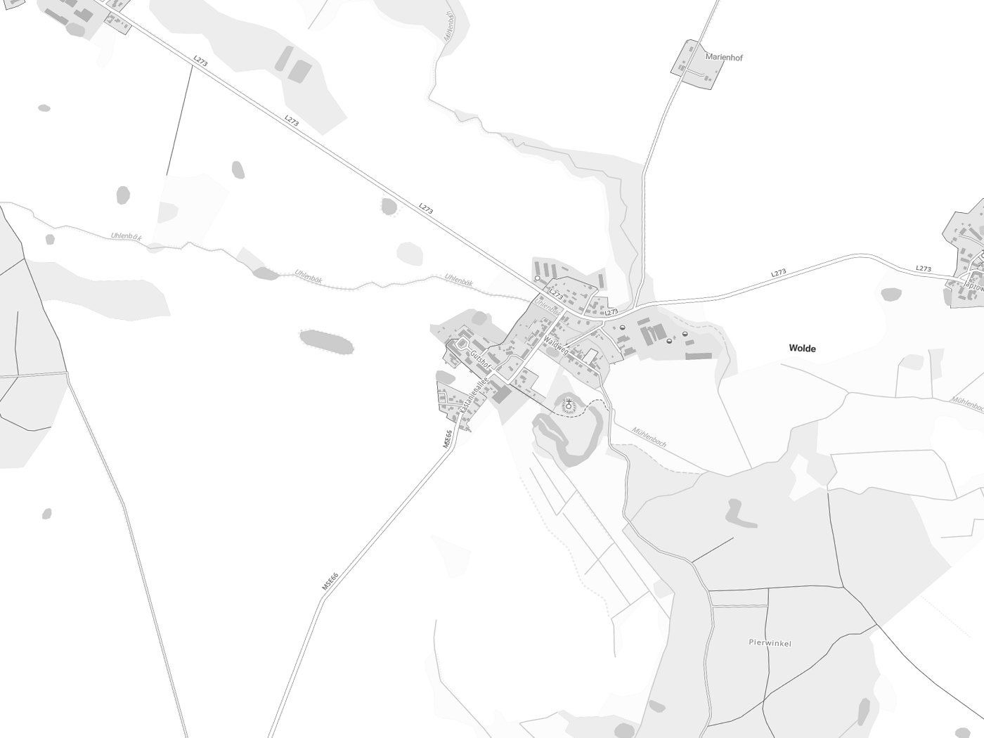 Kartenausschnitt Wolde mit Gewässern