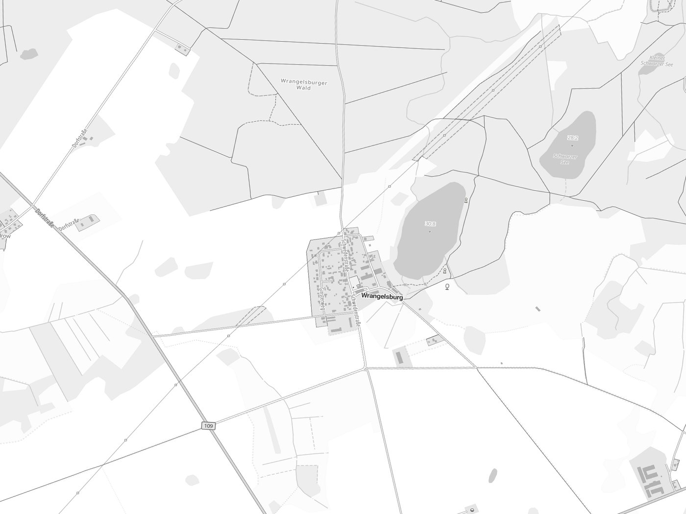 Kartenausschnitt Wrangelsburg mit Gewässern