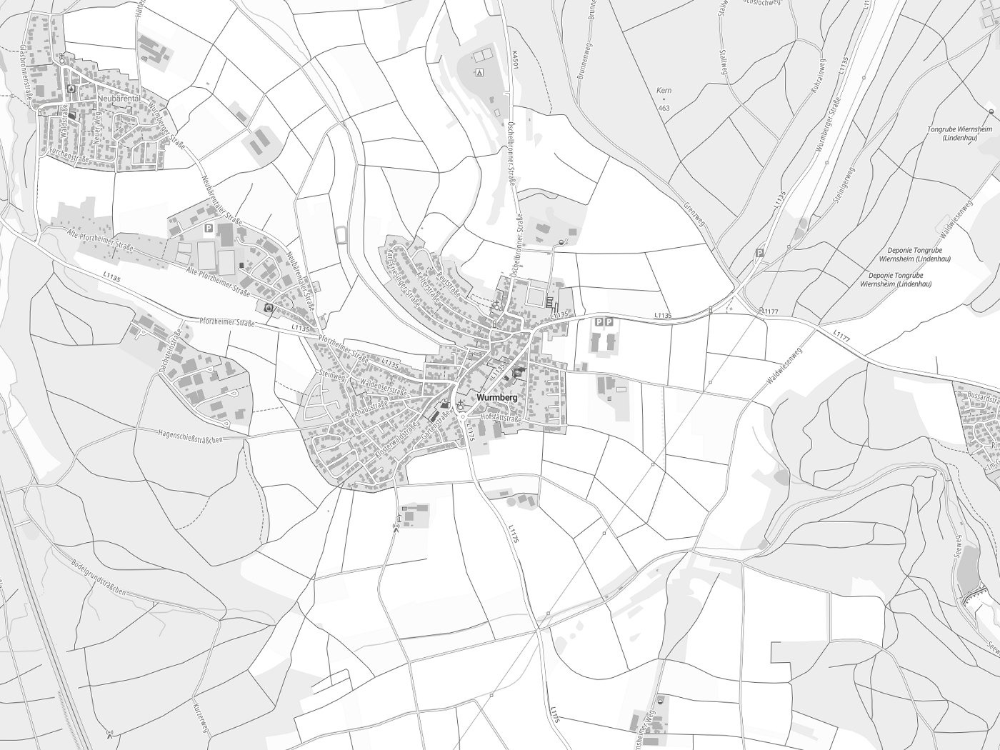 Kartenausschnitt Wurmberg mit Gewässern