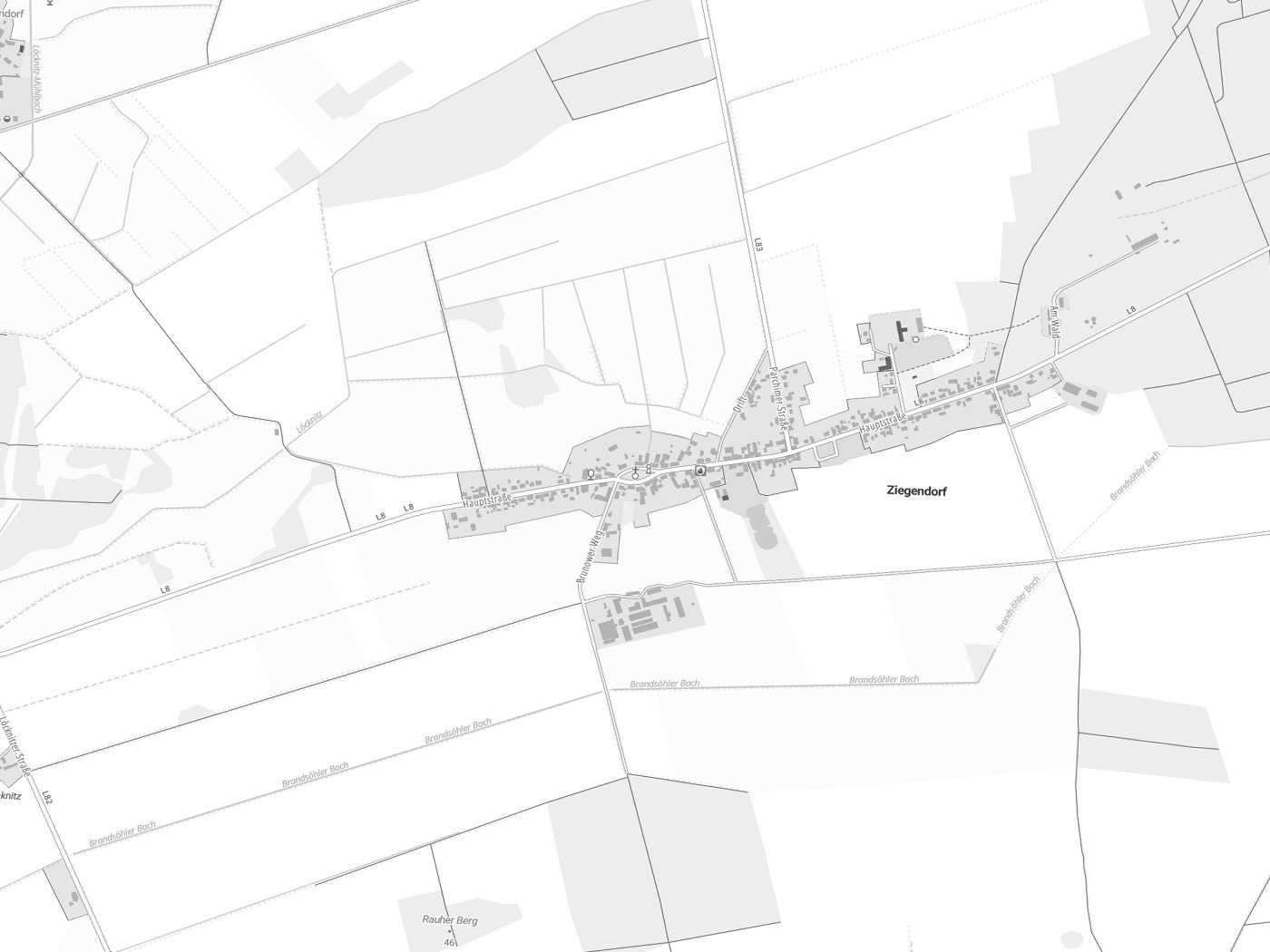Kartenausschnitt Ziegendorf mit Gewässern