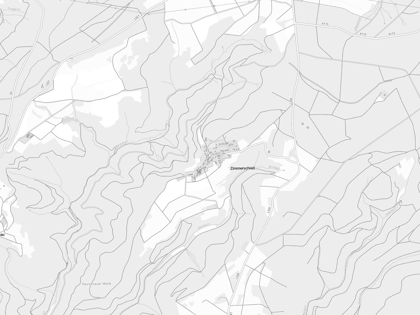 Kartenausschnitt Zimmerschied mit Gewässern